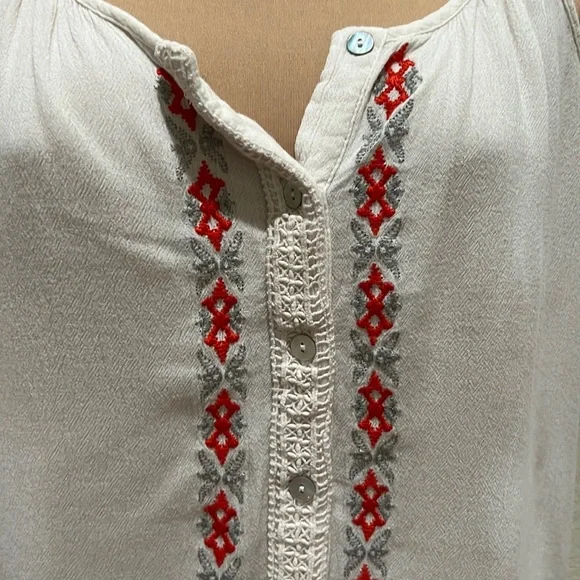 Women’s Bohemian Tank Top Blouse Spaghetti Adjustable Straps, Embroidery Size XS - Picture 5 of 6